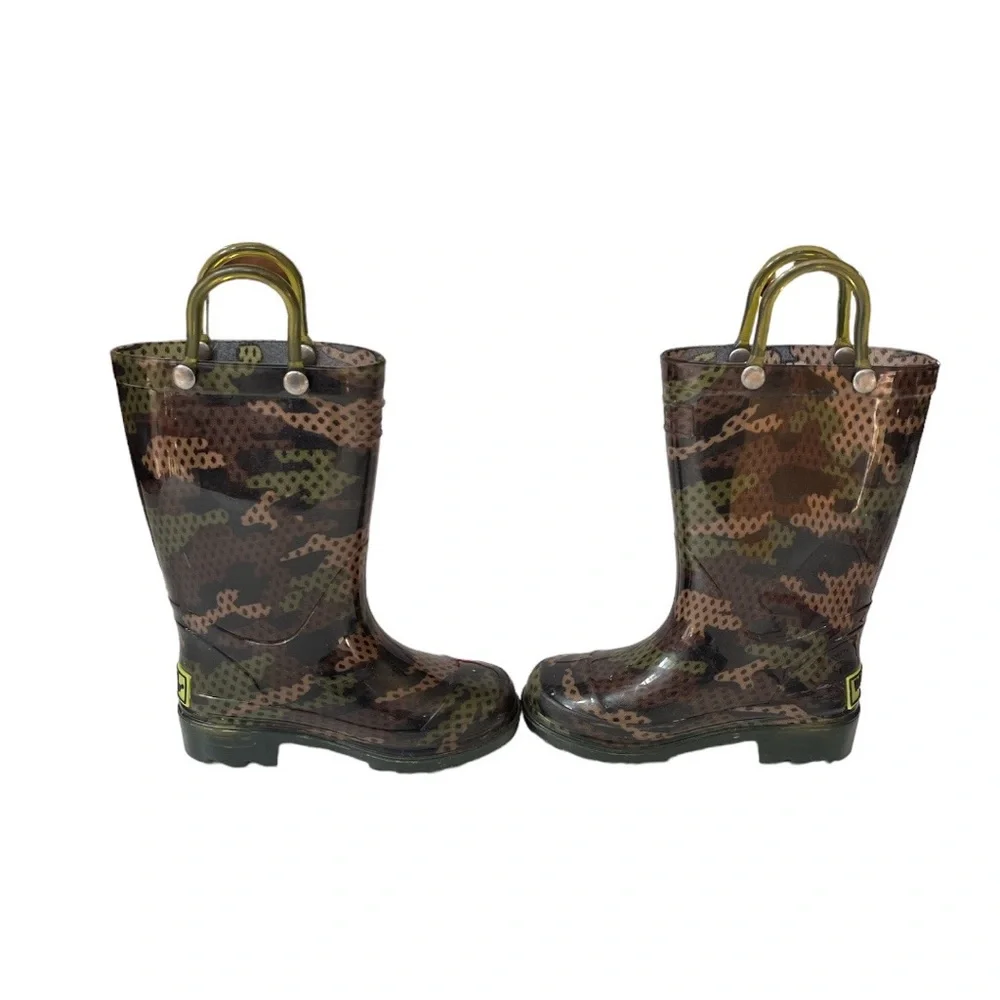 Western Chief Woodland Camo Light Up Rain Boots Green Size 5/6